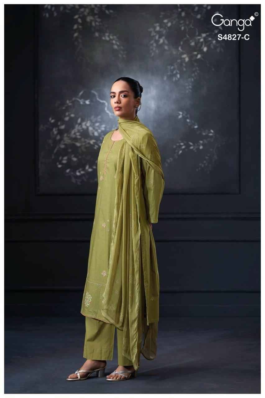 MRINALI 4827 Series By Ganga Fashion Beautiful Festive Suits Stylish Colorful Fancy Casual Wear & Ethnic Wear PURE BEMBERG MUL Dresses At Wholesale Price